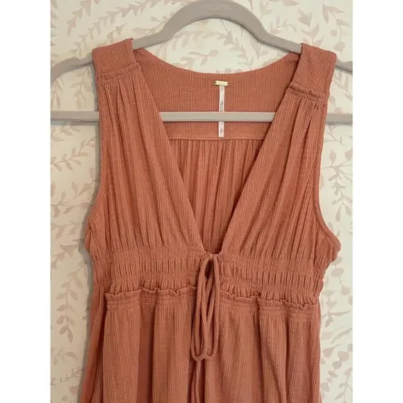 Free People Beach Bound Peach Boho Tank Top sz S - Picture 3 of 9